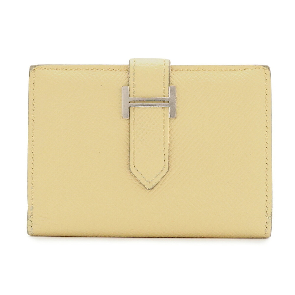 HERMES Bearn business card holder/card case, Veau Epsom leather, cream yellow...